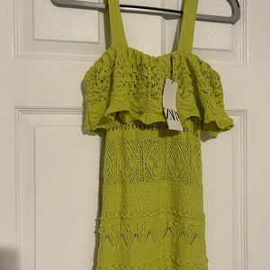 Crochet Lime Green Sun Maxi Dress brand new w/ tags ZARA
